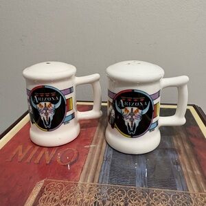 Vintage Western Arizona m Ceramic Salt & Pepper Shaker Set - White